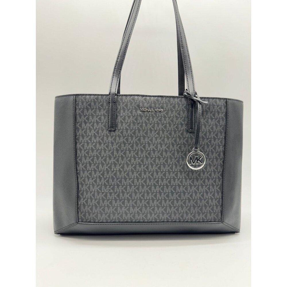 MICHAEL KORS Sallie monogram logo East West women's large tote - Black & Silver - Picture 3 of 11